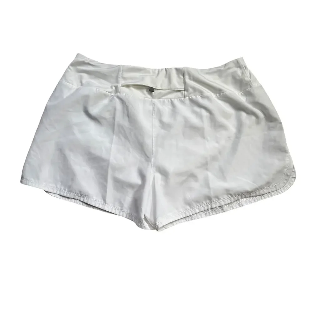 NIKE Shorts Women's Large White Lined Split Side Hidden Drawstring Mini Pocket